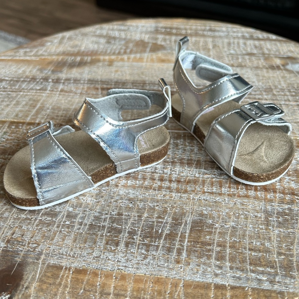 Carter’s Baby Girl Silver Sandals- 3-6 months